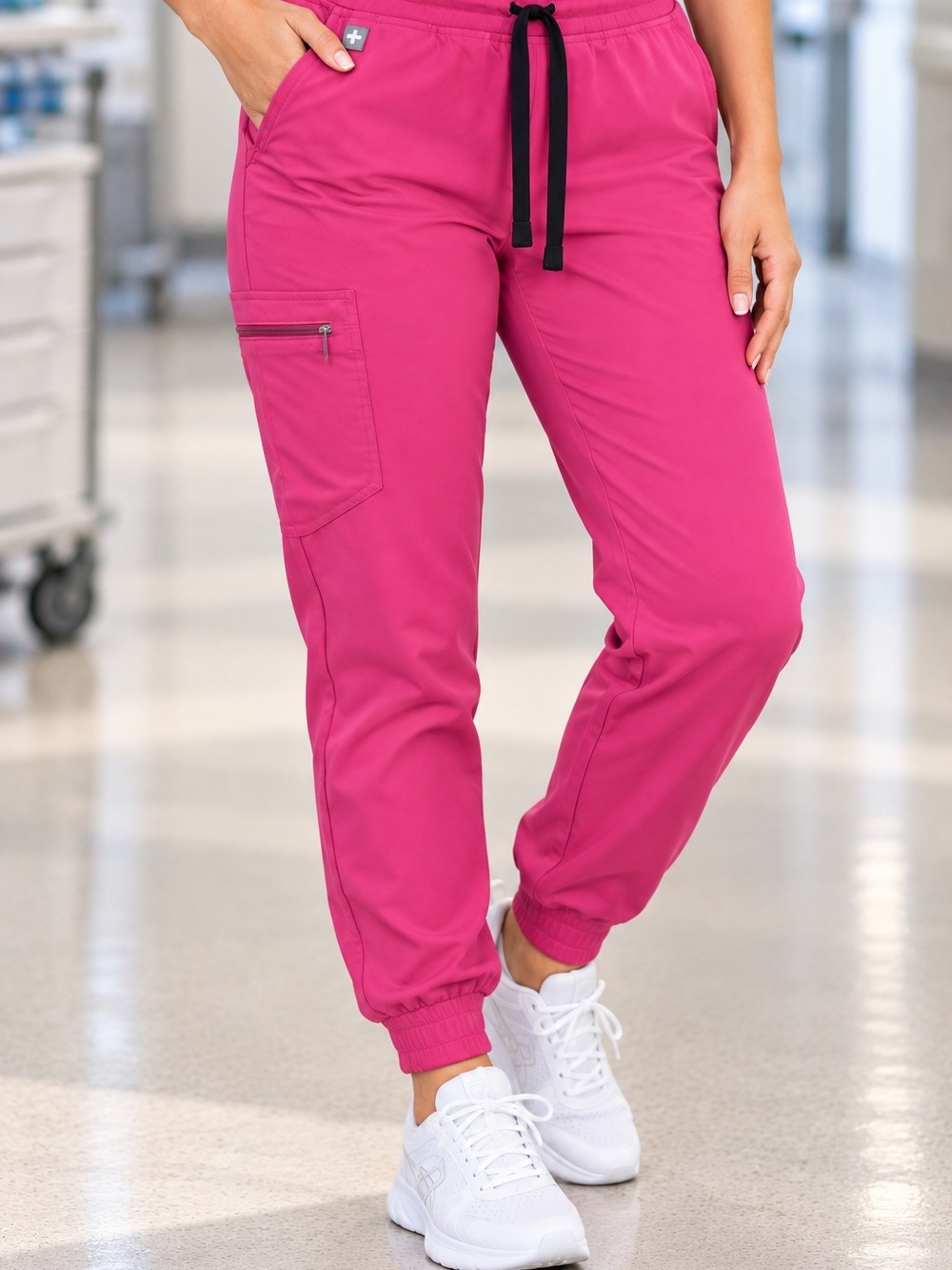 FIGS Technical Collection Women's L Petite Pink Jogger Scrub Pants Cargo